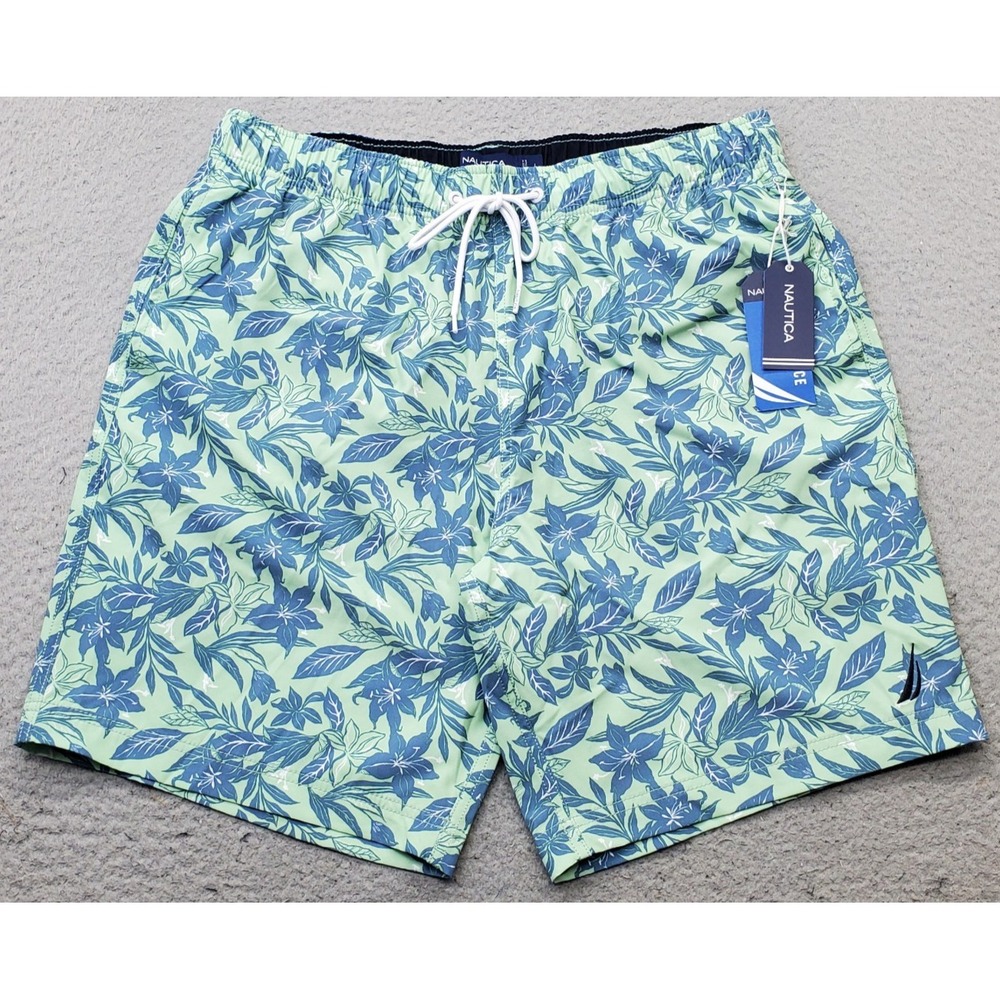 Nautica Swim Trunks Board Shorts Mens Large Multi Floral Mesh Lined Drawstring